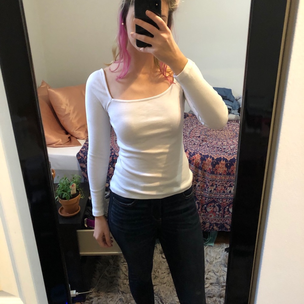 Long sleeve square neck top